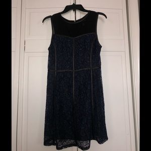 Forever 21 Lace/Sheer and faux leather trim dress